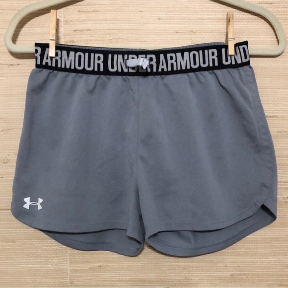 Under Armour Gray Play Up Drawstring Elastic Waist Athletic Shorts size Small - Picture 1 of 8